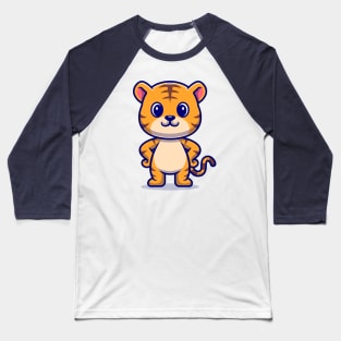 Cute Tiger Standing Cartoon Baseball T-Shirt